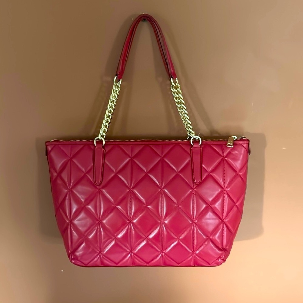❤️- NWT Coach Ava Chain Tote Carryall Red Quilted Leather Large Shoulder… - Picture 4 of 16